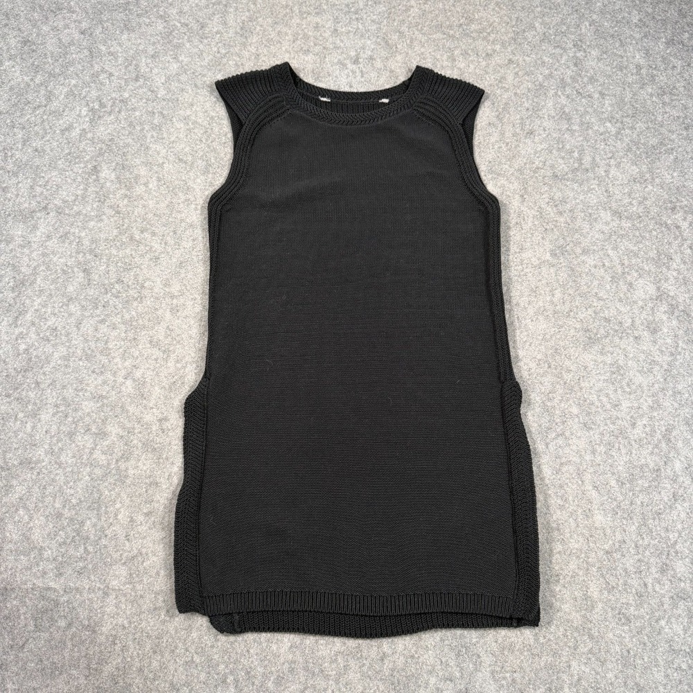Athleta Black Knit Long & Lean Side Slit Sleeveless Vented Shirt Vest Top Size S
